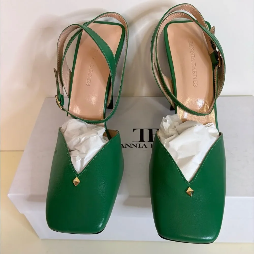 NIB Tianna Barnes HOPE ANKLE STRAP HIGH HEELS IN GREEN SZ 39